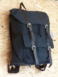 Black Leather Strap Backpack