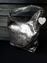 Silver Chain Slouchy Bag